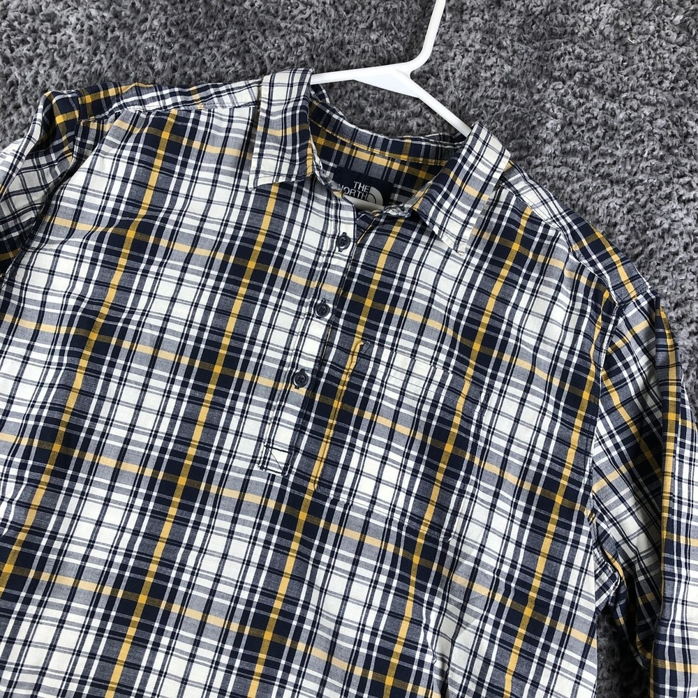 The North Face Shirt Womens Large Multicolor Plaid Long Sleeve Henley Casual
